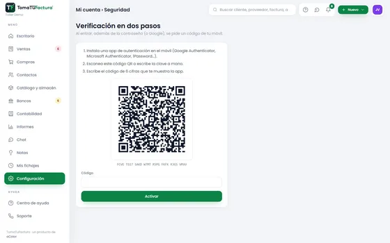 Verificación en dos pasos y sesiones abiertas de la cuenta